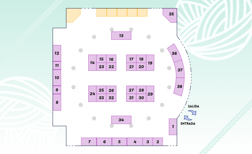 1- Delana Sevilla 2- Colosco 3- Huanaco 4- The Lana Box 5- Dlana* 6- WoolDreamers 7- Knitingbooh. 8- MyKnittedCloset 9- The Sewing box 10- Roll up the sheep 12- Muuu Yarns 13- Señorita Yarn 14- Oh mami crochet 15- Ovella lab 16- Silvia Ribas 17- Alpacana 18- Alpacas el camino 19- Yarnity 20- Alejandro Carrero 21- Nina Hand Dyed Yarns 22- Tejiendo Gredos 23- Feltralía 24- Encarnayarns 25- Alfinete 26- Mostacita Moraita 27- Madejas Tejerlo 28- What a Wonderfull wool 29- Soc Una Troca 30- Lana Decoro 31- Vega Knits 32- Anandiyarn 33- Ceci 34- Feliz y punto 35- El Robledal de la santa 36- Caserita 37- Pontihos Ao Vento 38- Tanana Yarns